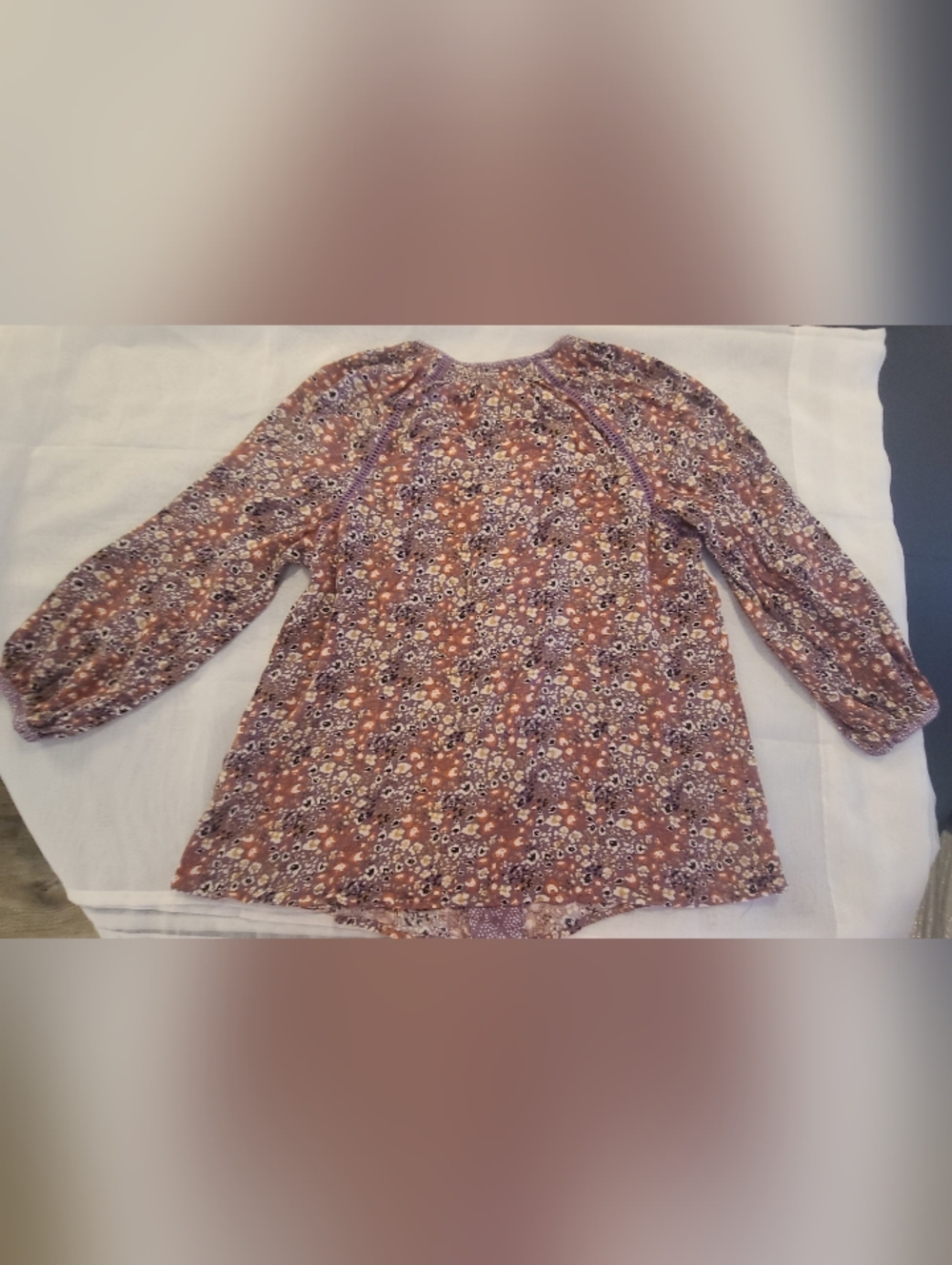 Lavender Pink Floral Boho Top, Medium but Fits Small - Picture 5 of 8